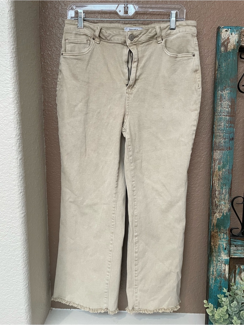 Zenana Outfitters Beige High-Rise Jeans